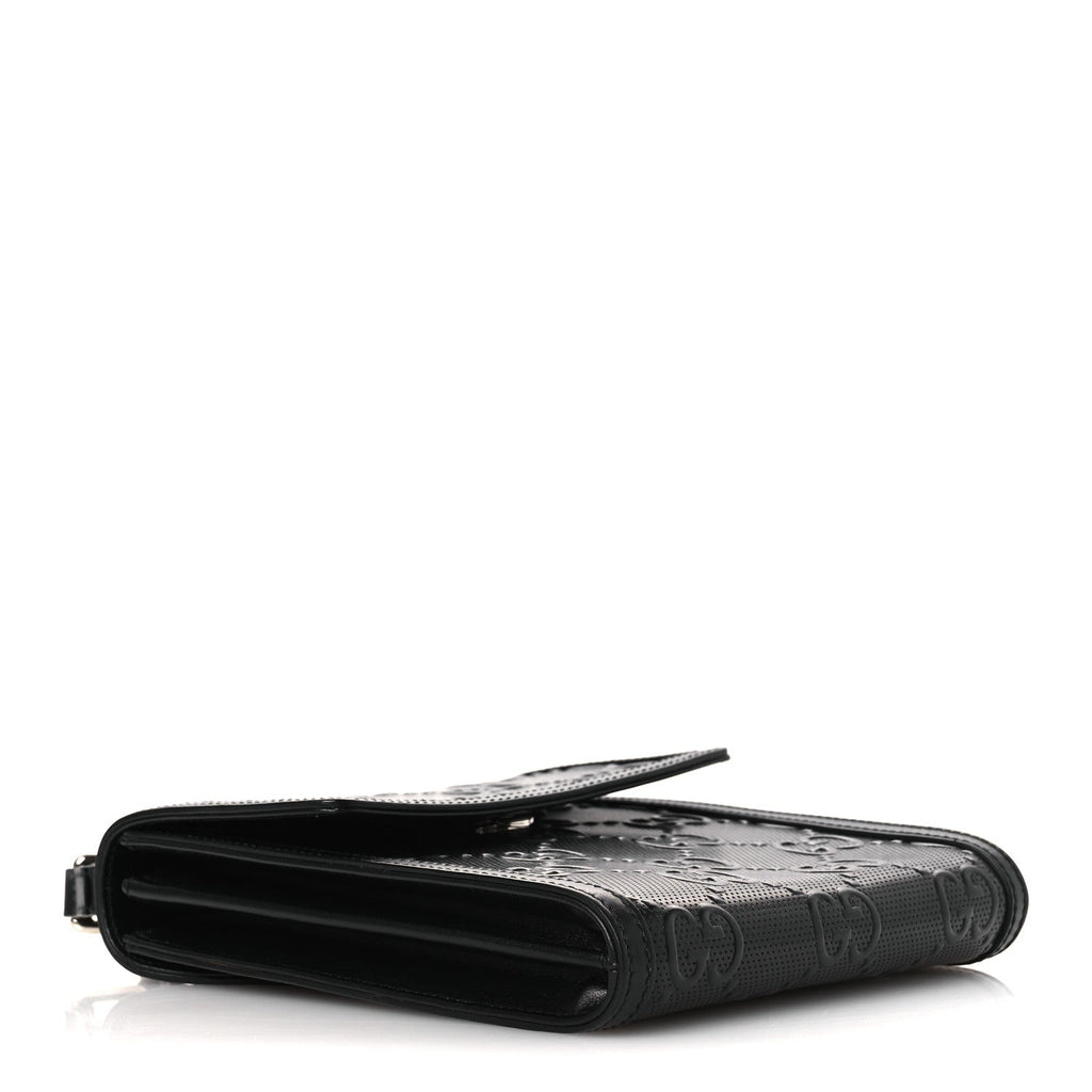 Calfskin GG Tennis Embossed Messenger Bag Black