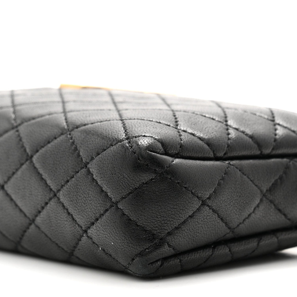 Lambskin Quilted Gaby Zipped Pouch Black