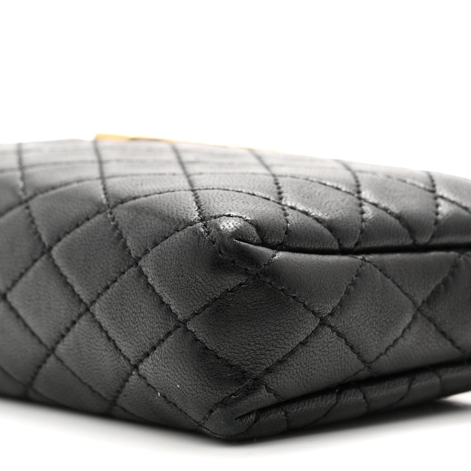 Lambskin Quilted Gaby Zipped Pouch Black