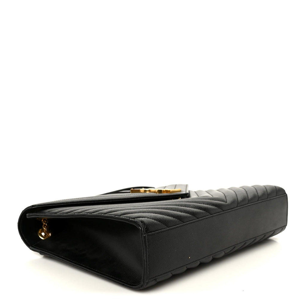 Grain De Poudre Matelasse Chevron Large Monogram Satchel Black