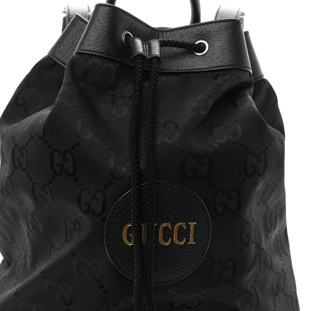 Econyl Nylon Monogram Off The Grid Drawstring Bucket Backpack Black
