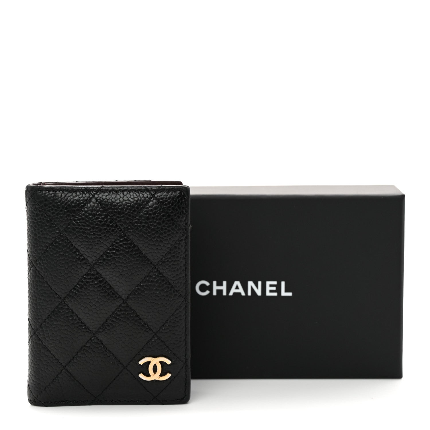 Caviar Quilted Card Holder Wallet Black