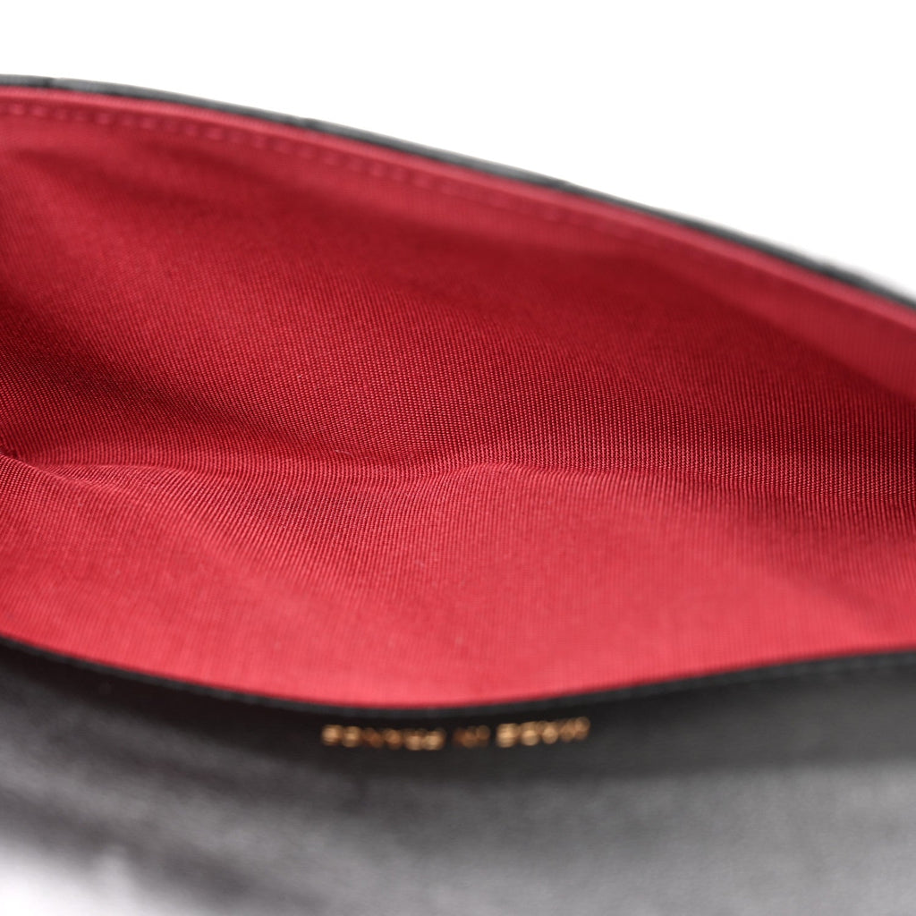 Goatskin Quilted Chanel 19 Glasses Case With Chain Black