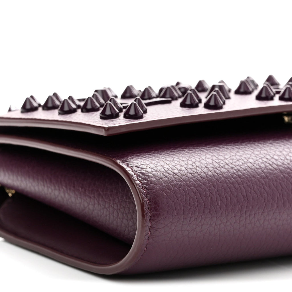 Calfskin Spikes Loubinthesky Paloma Clutch Merlot