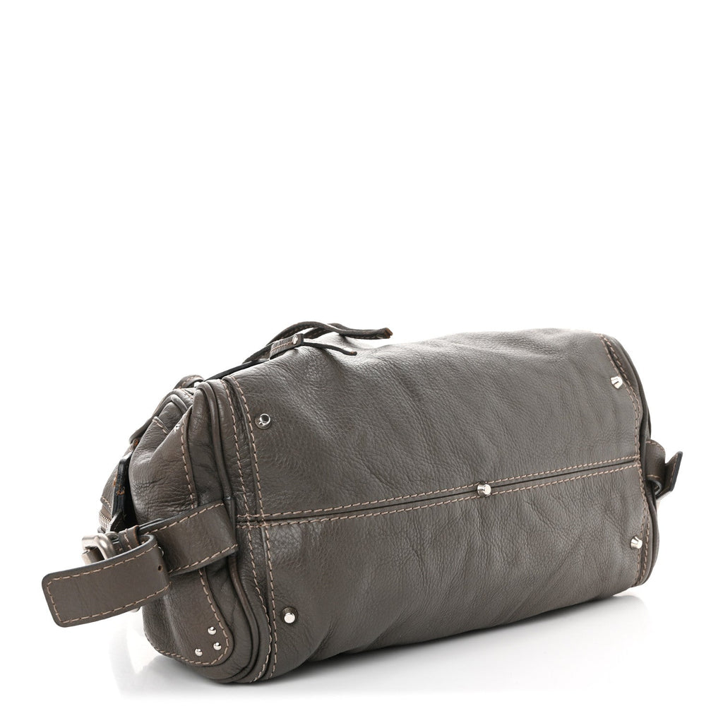Calfskin Medium Paddington Satchel Gris Vert