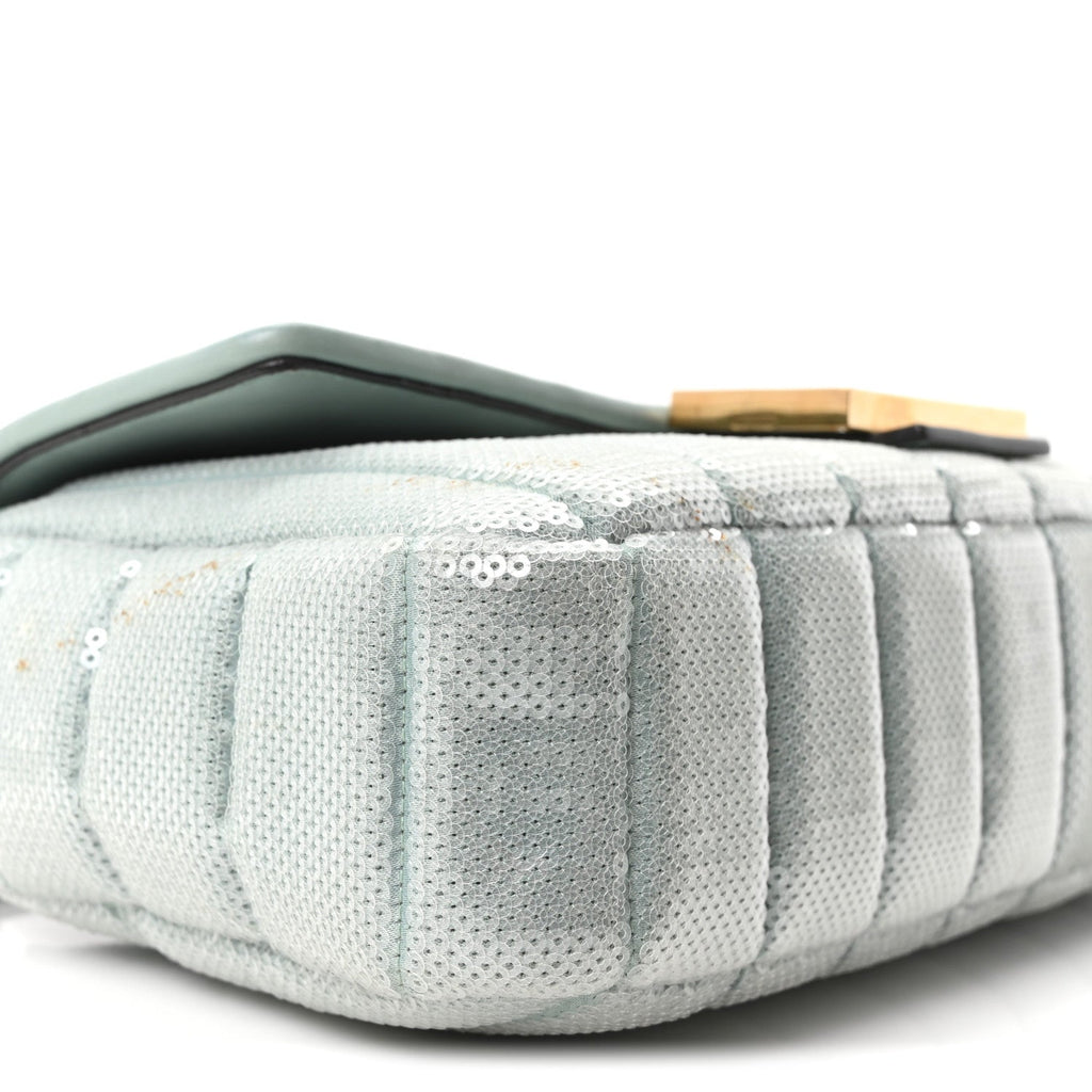 Sequin Paillettes Nappa Baguette Light Blue