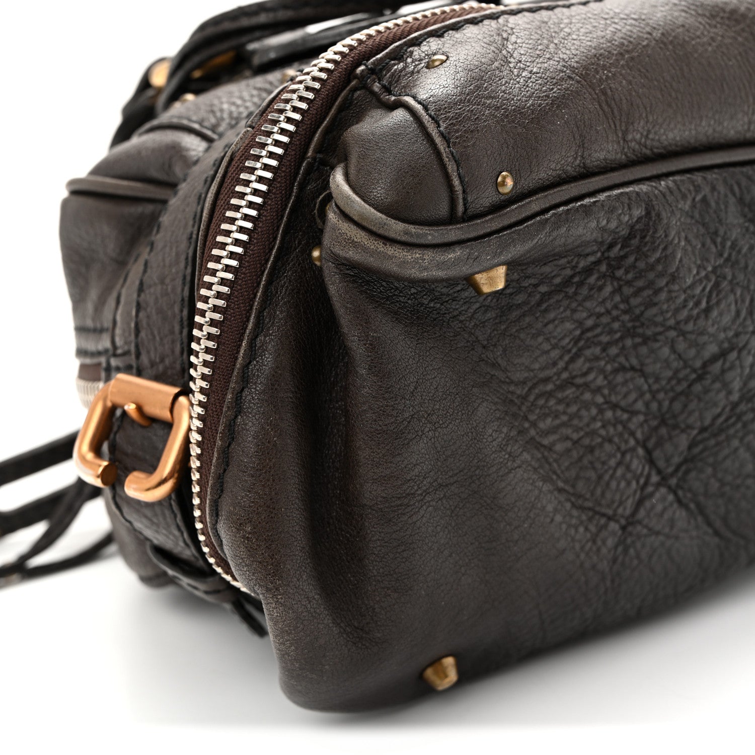 Calfskin Paddington Double Zip Bowler Chocolate