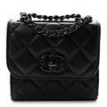 Lambskin Quilted Mini Trendy CC Chain Wallet So Black