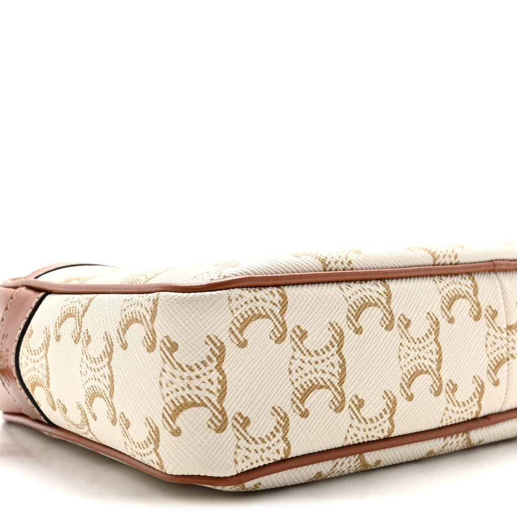 Calfskin Triomphe Canvas Small Patapans White