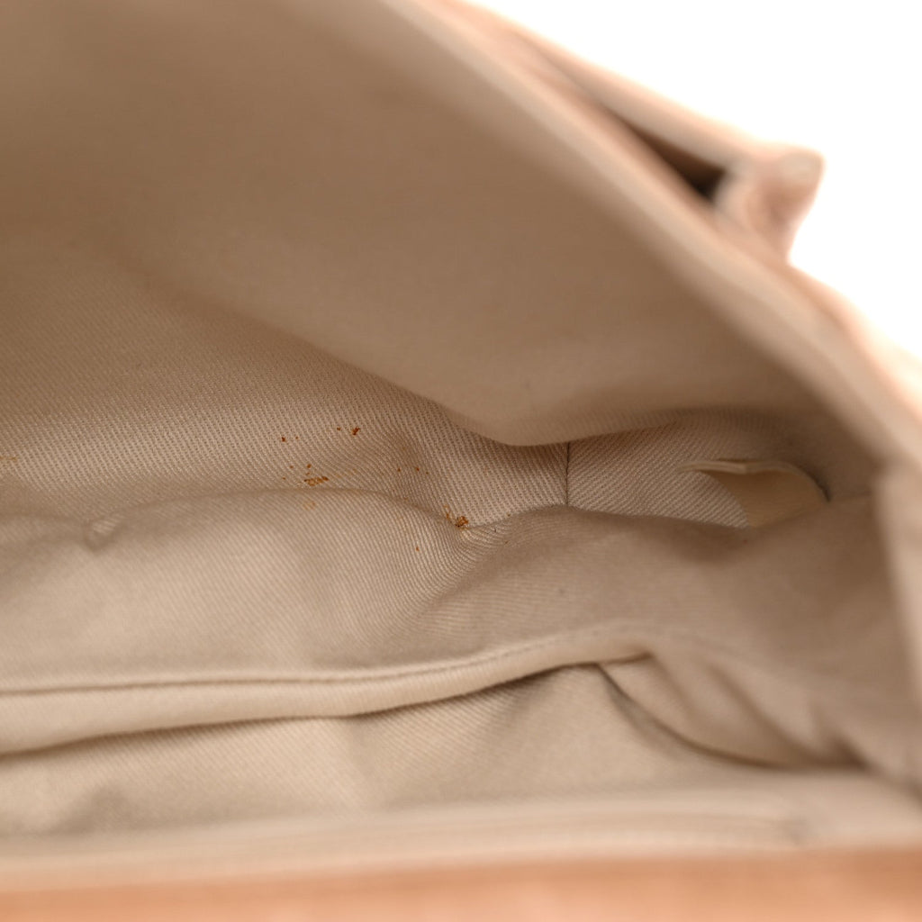Glazed Calfskin Quilted Medium Bubble CC Flap Beige