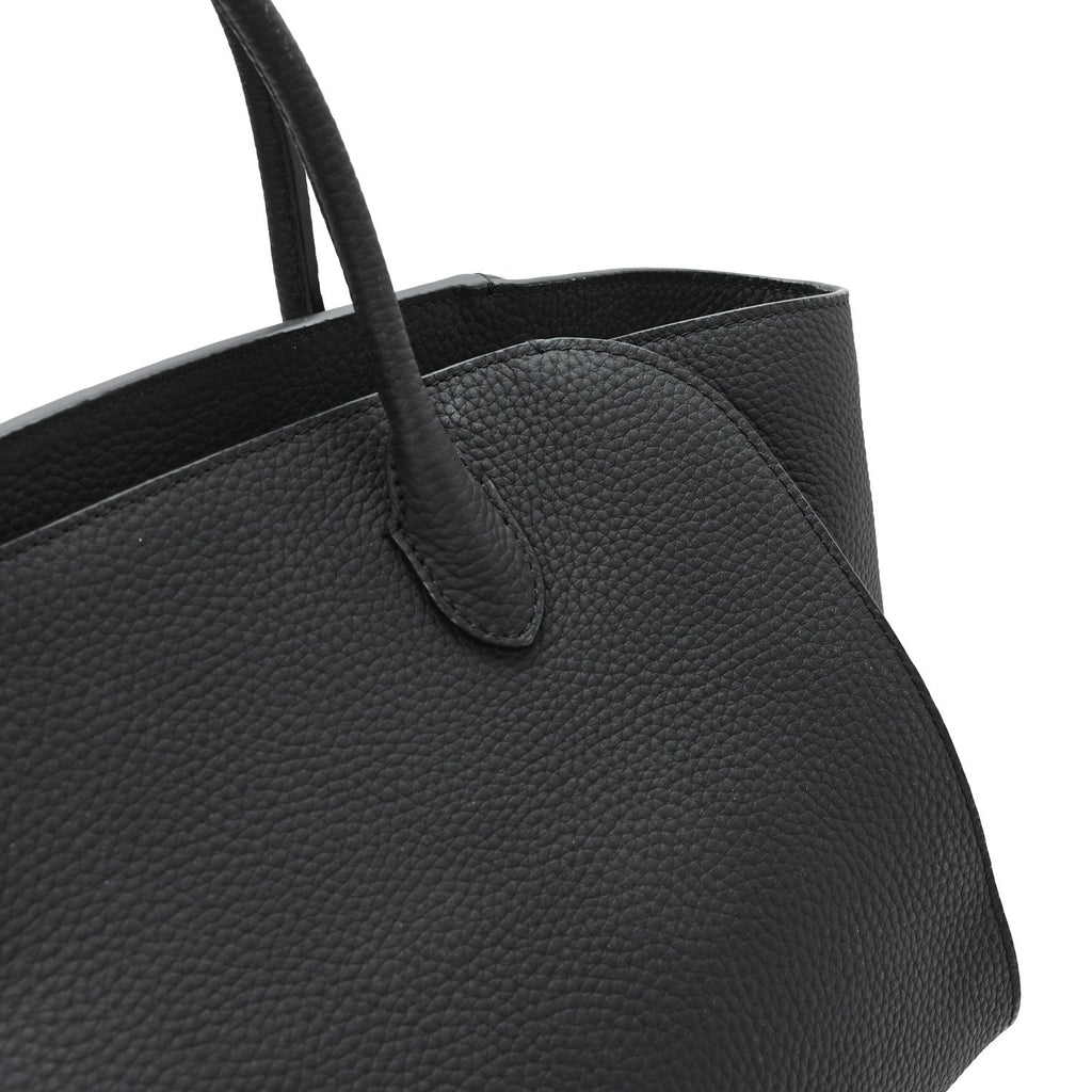 Grained Calfskin Marlo 12 Tote Bag Black Black