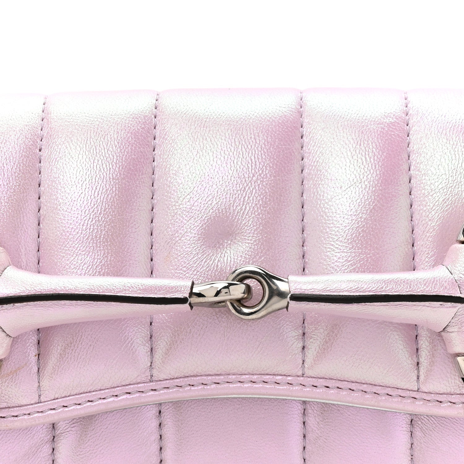 Iridescent Nappa Vertical Matelasse Small Maxi Horsebit Chain Shoulder Bag Escape Pink