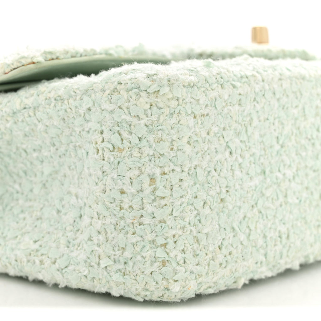 Tweed Medium Double Flap Light Turquoise