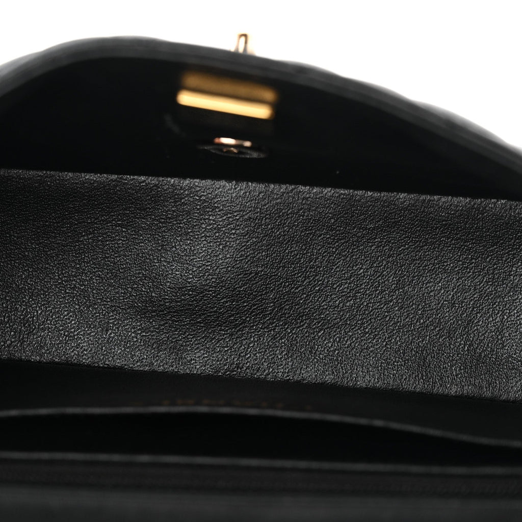 Lambskin Quilted Mini Rectangular Flap Black