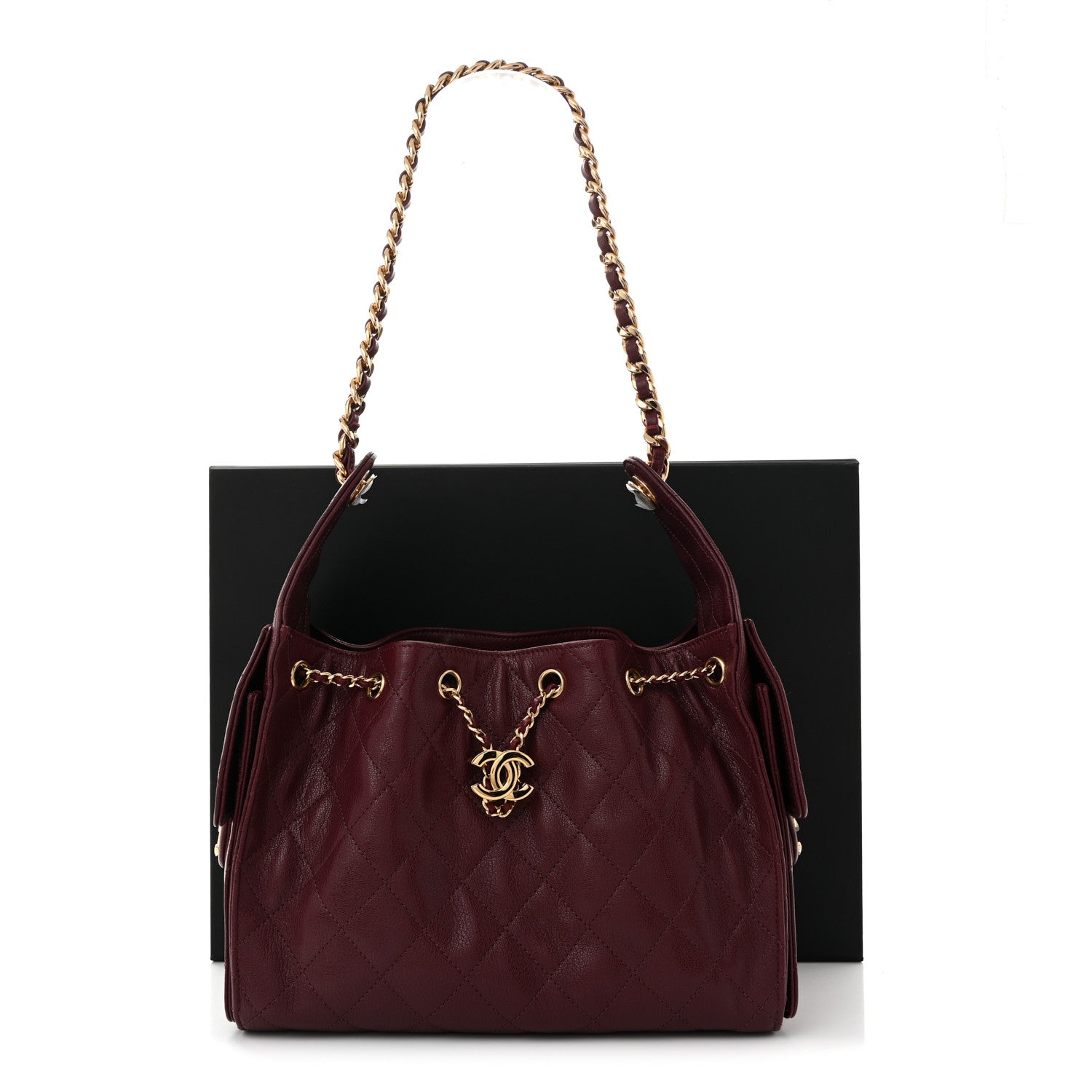 Goatskin Quilted Small Chanel 25 Handbag Dark Burgundy