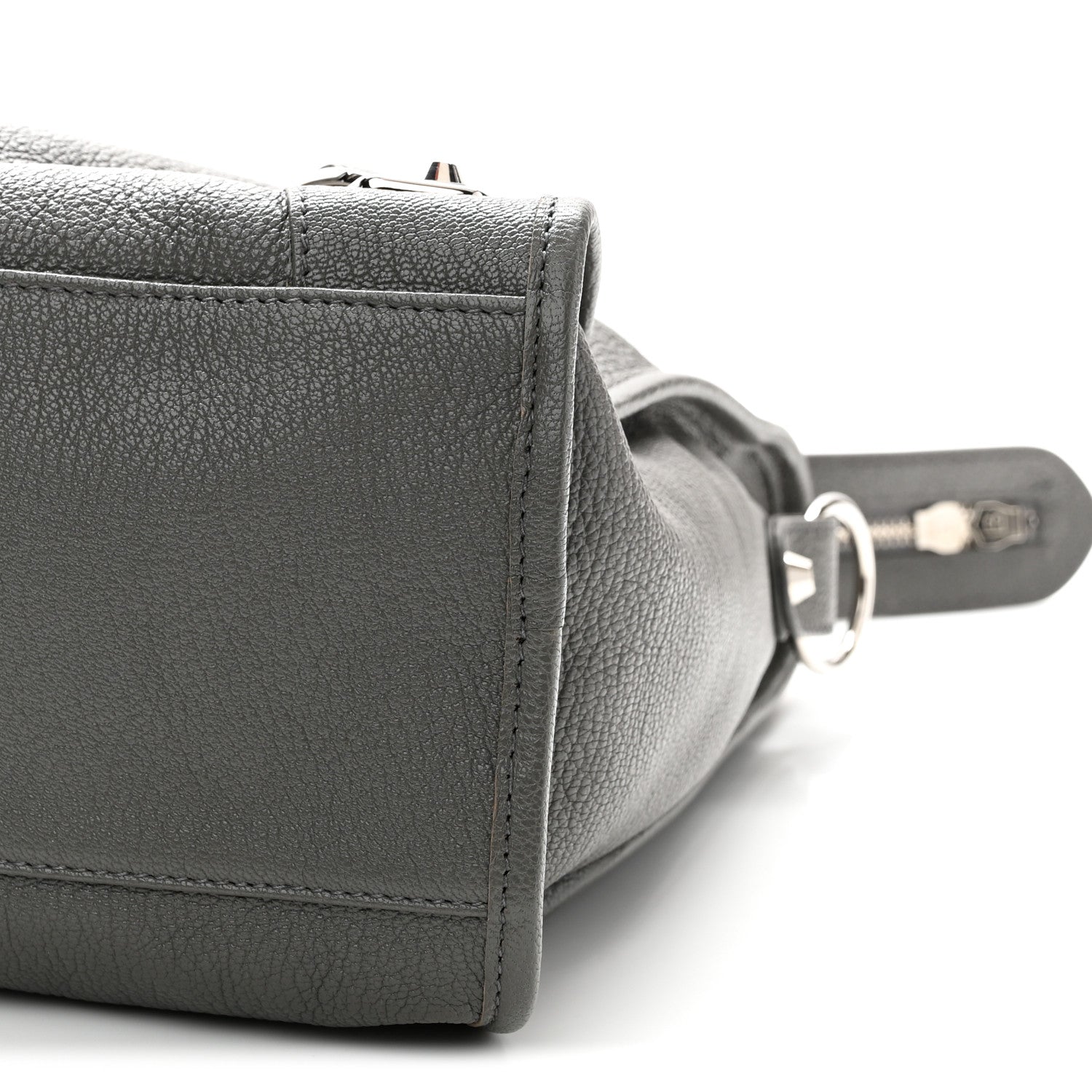 Chevre Silver Metallic Edge Hardware City Gris Acier