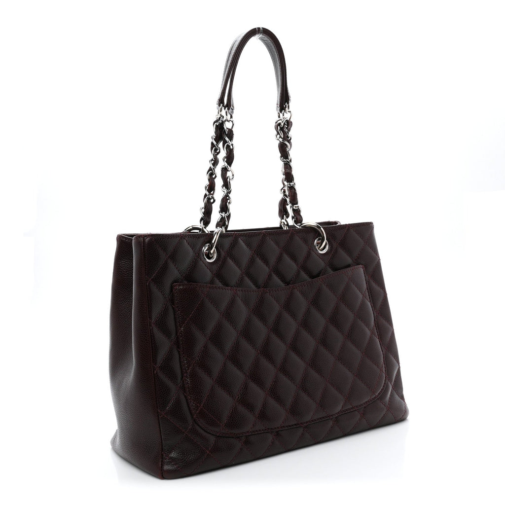 Caviar Quilted Grand Shopping Tote GST Dark Bordeaux