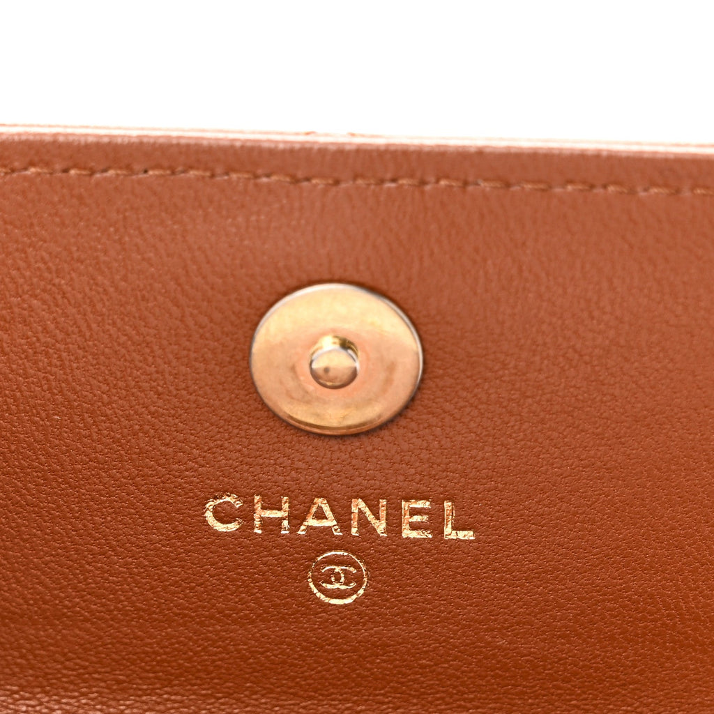 Lambskin Quilted Studded CC Clutch With Chain Brown