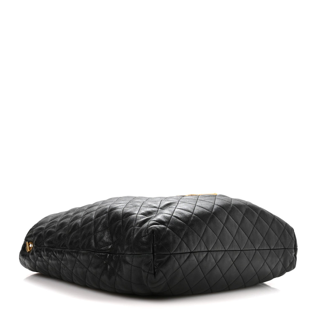 Lambskin Quilted Maxi Icare Shopping Tote Black