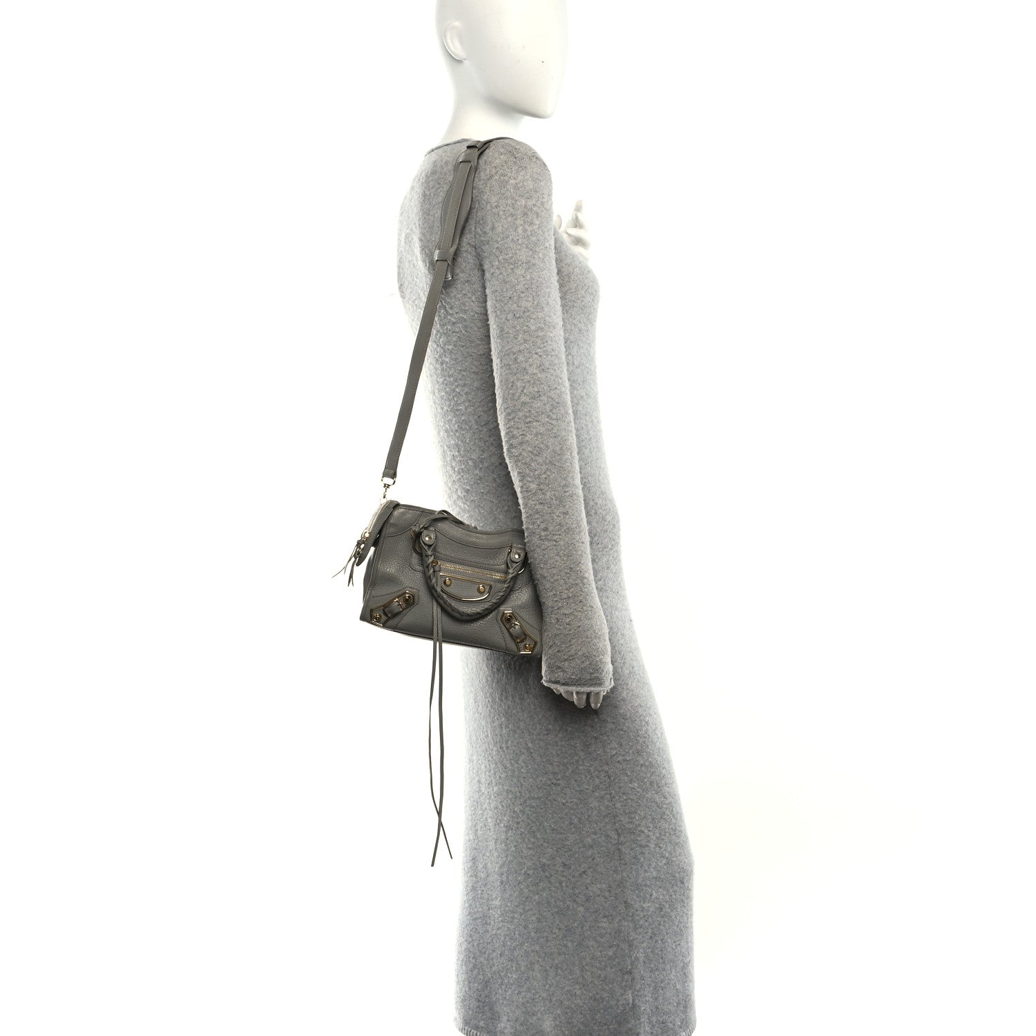 Chevre Gold Metallic Edge Hardware Mini City Gris Taupe