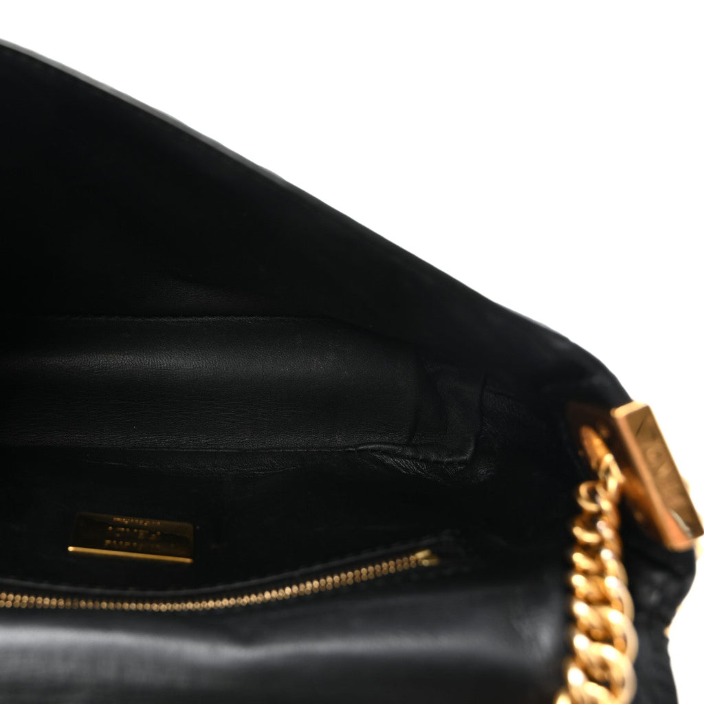 Nappa Small FF Embossed Midi Chain Baguette Black