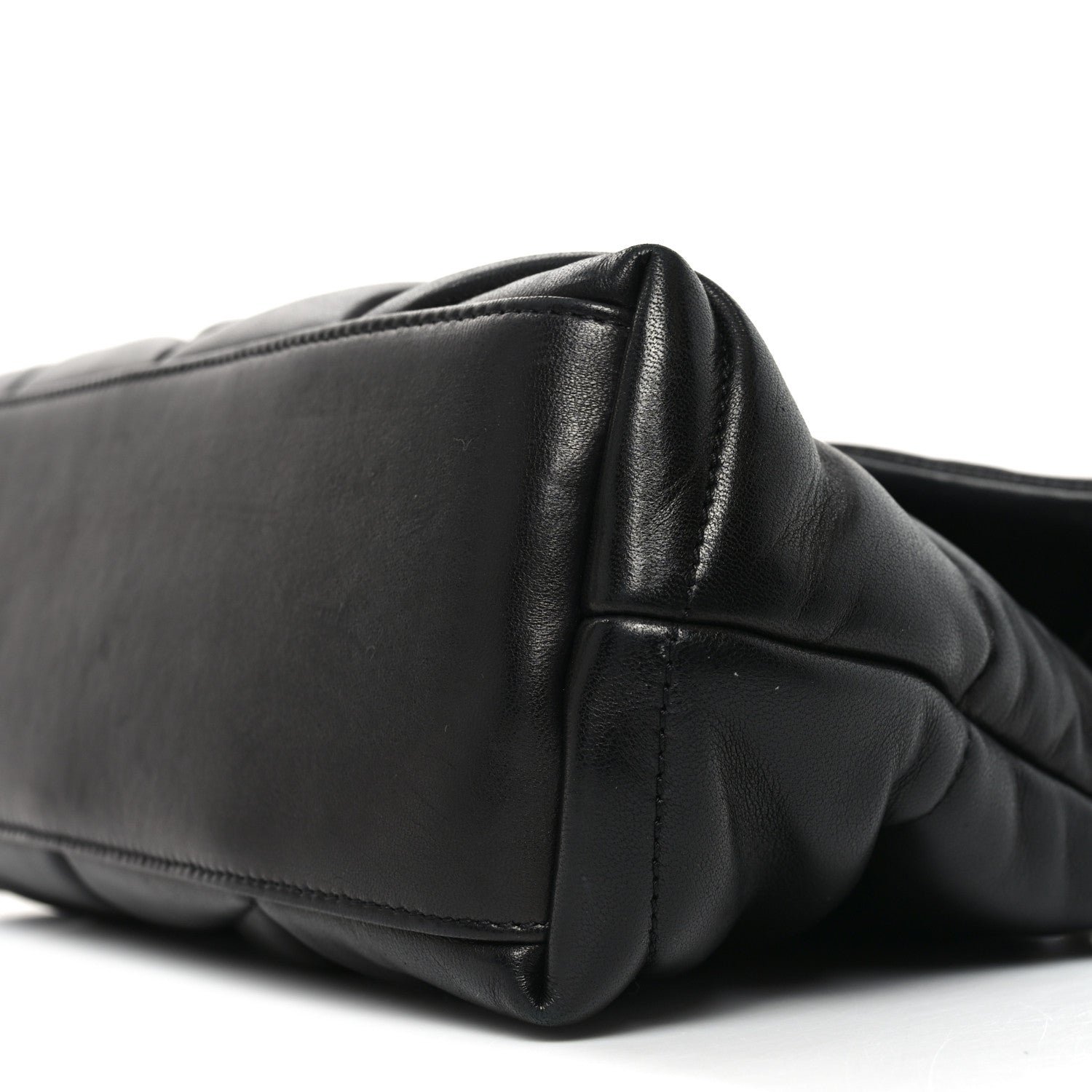 Lambskin Quilted Small Loulou Puffer Monogram Chain Satchel Black