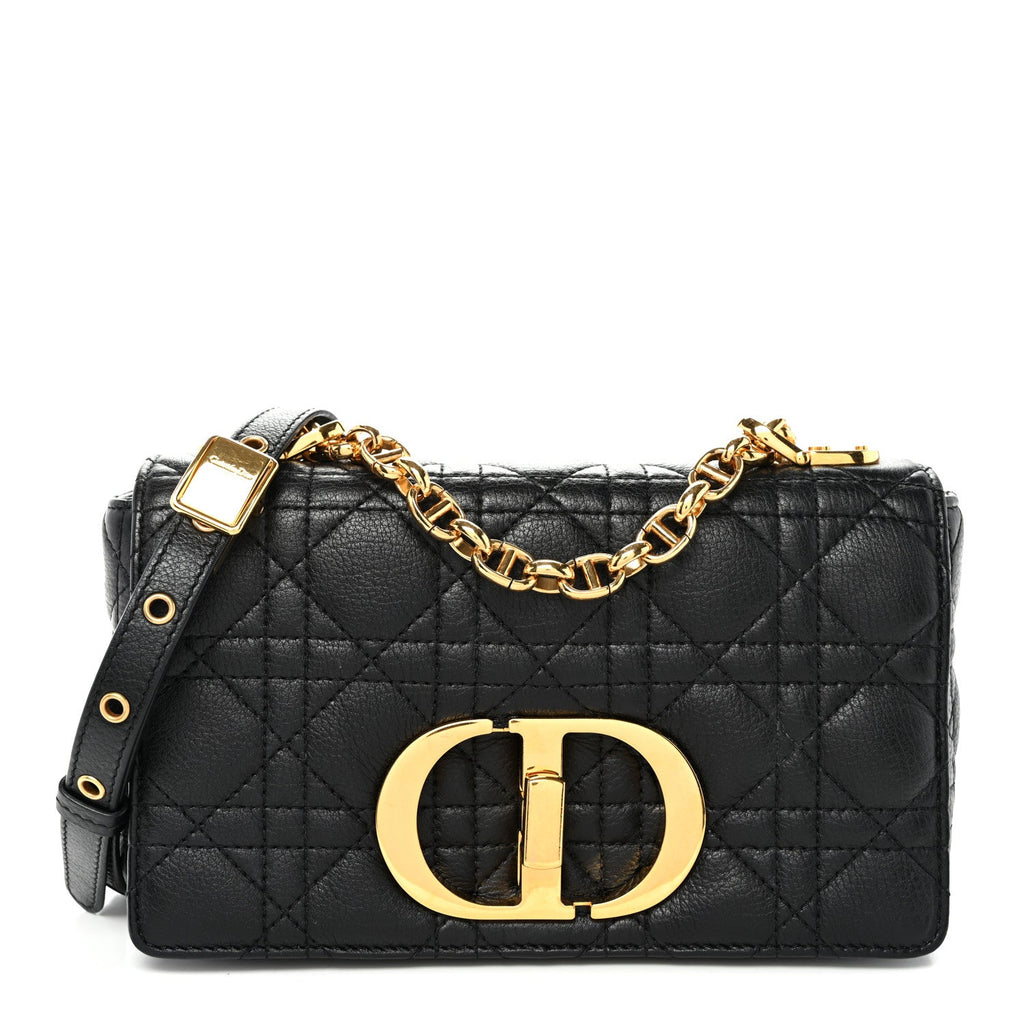 Calfskin Cannage Small Caro Bag Black