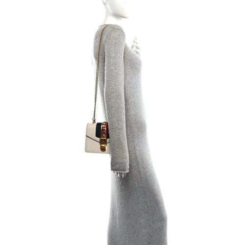 Calfskin Mini Sylvie Chain Shoulder Bag White