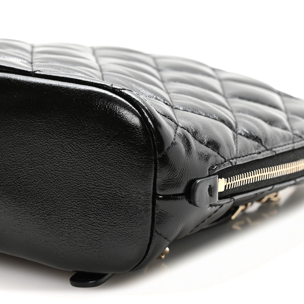 Shiny Calfskin My Pocket Backpack Black