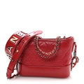 Aged Calfskin Quilted Small Gabrielle Logo Hobo Red