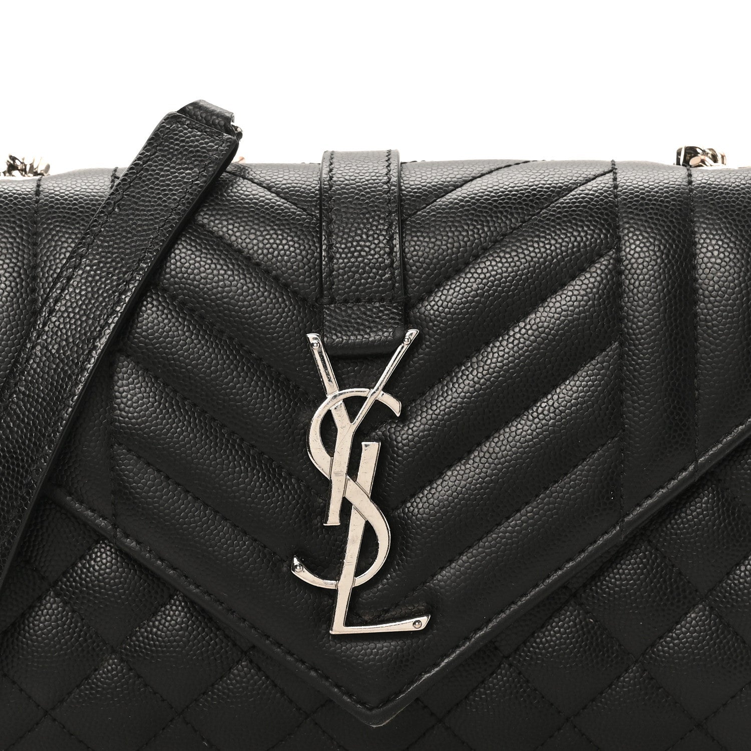 Grain De Poudre Textured Mixed Matelasse Triquilt Small Monogram Satchel Black