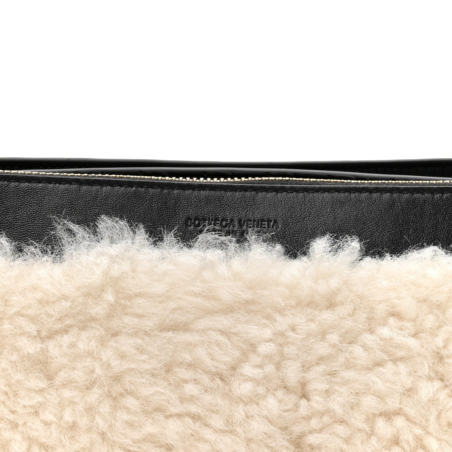 Nappa Intrecciato Shearling Andiamo Double Pouch Bag Black White