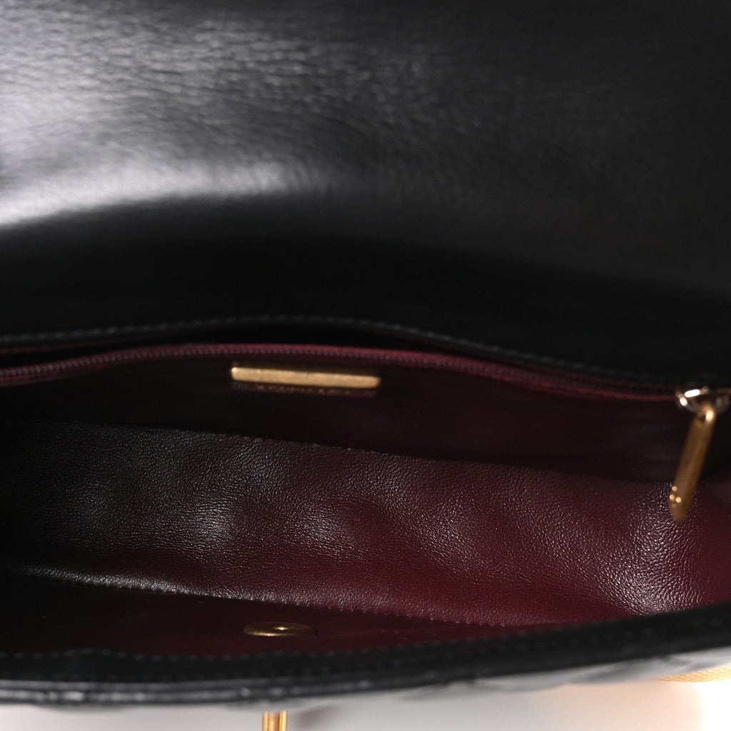 Calfskin Quilted Rock The Corner Flap Black