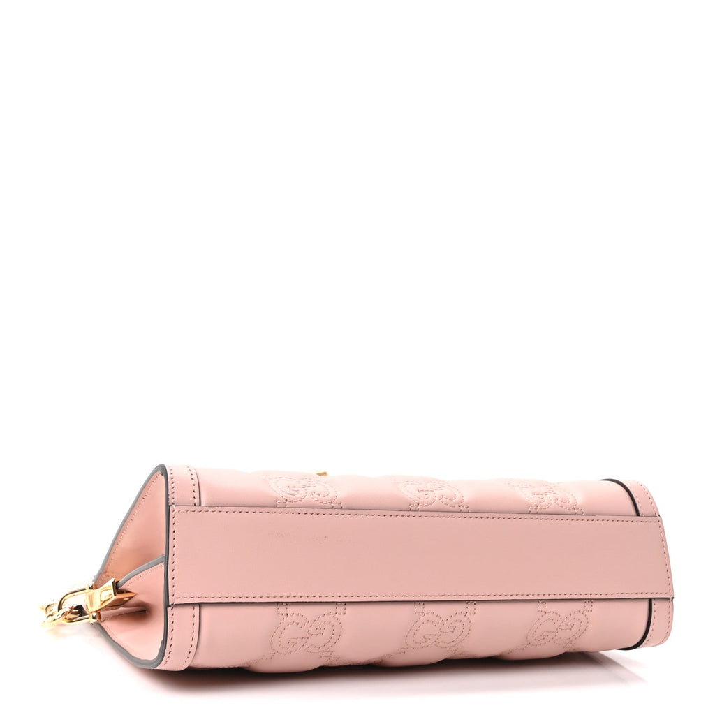 Calfskin GG Matelasse Small Slim Chain Shoulder Bag Perfect Pink Natural