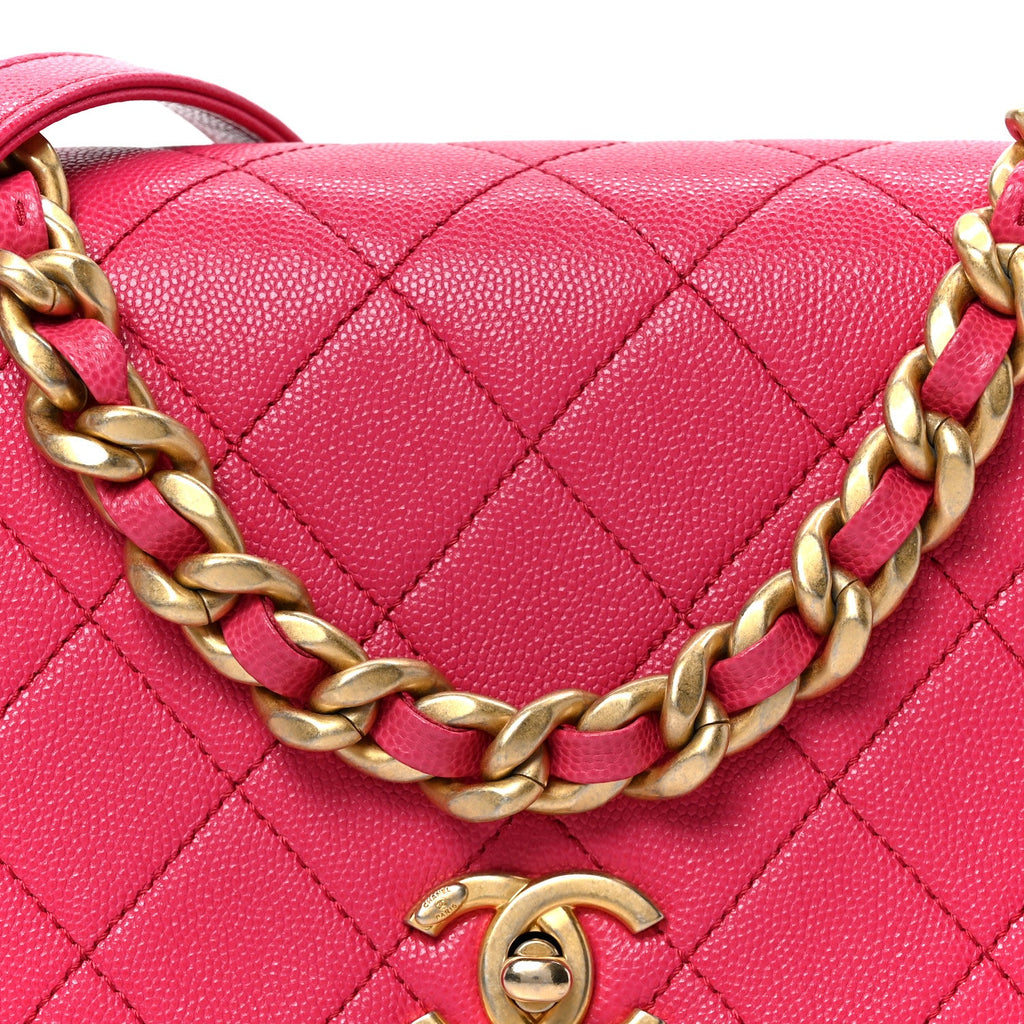 Caviar Quilted Small Fashion Therapy Flap Bag Dark Pink