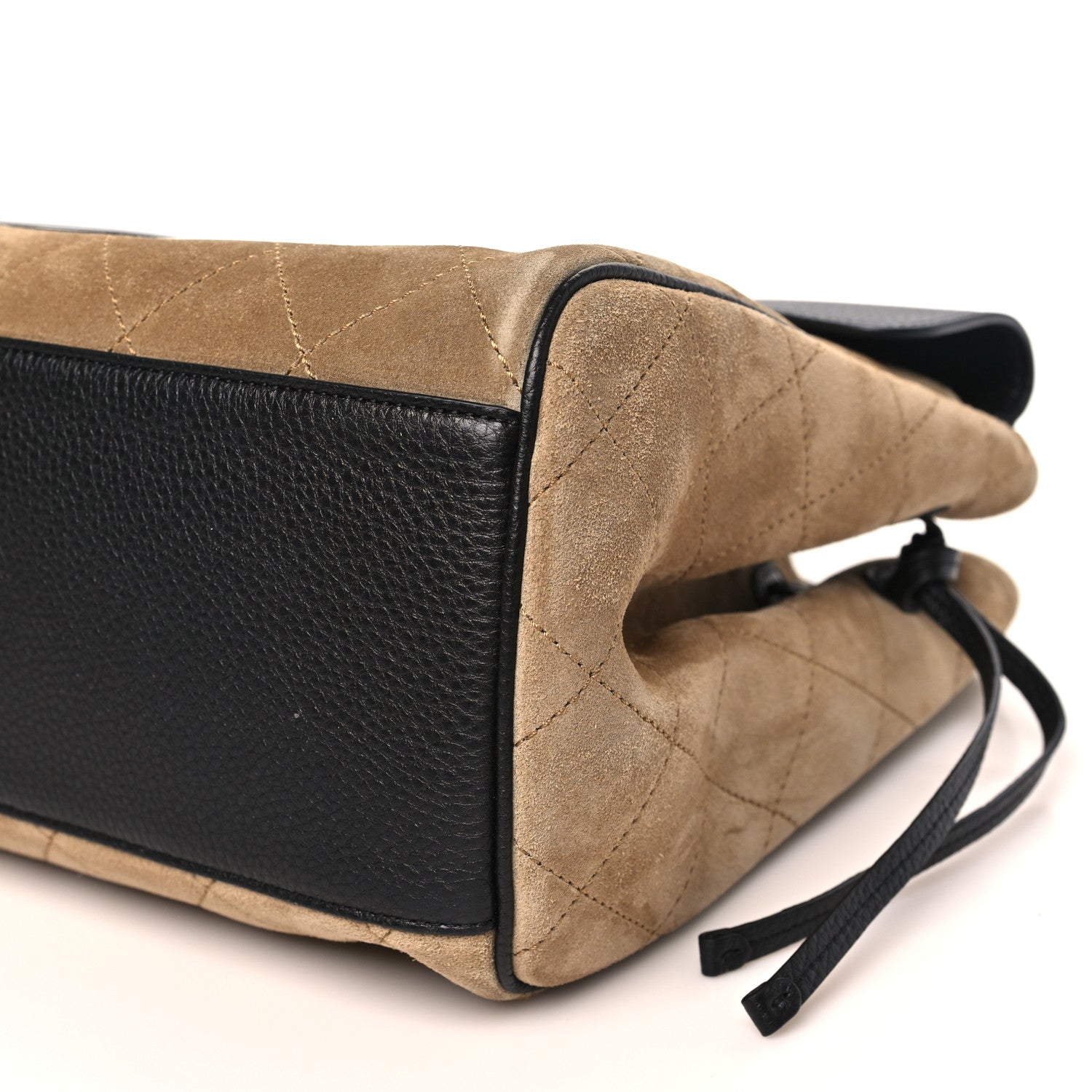 Grained Calfskin Suede Urban Essentials Large Shopping Bag  Dark Beige Black