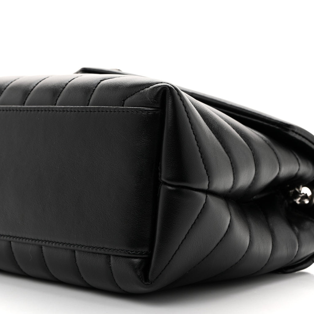 Calfskin Y Quilted Monogram Small Loulou Chain Satchel Black