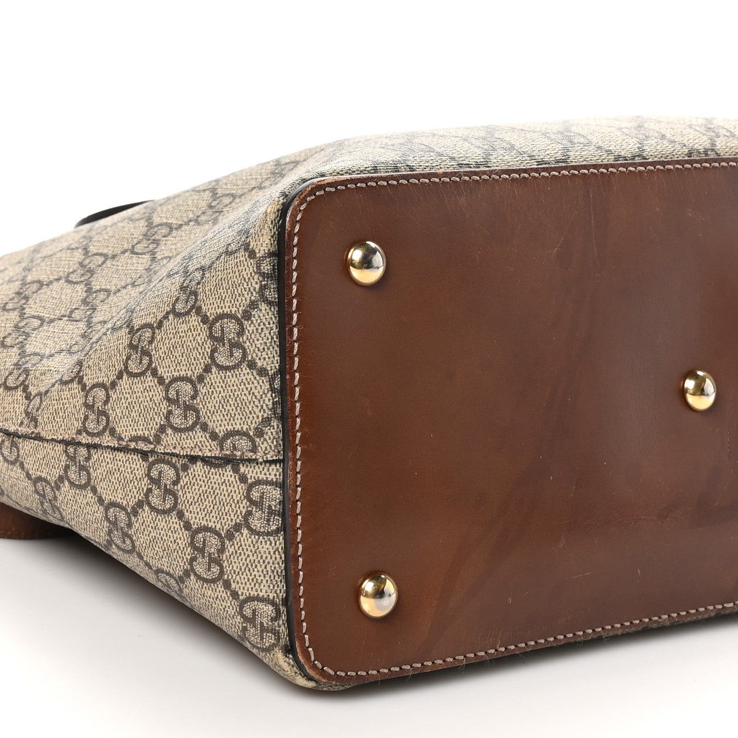 GG Supreme Monogram Linea A Foldover Tote Brown