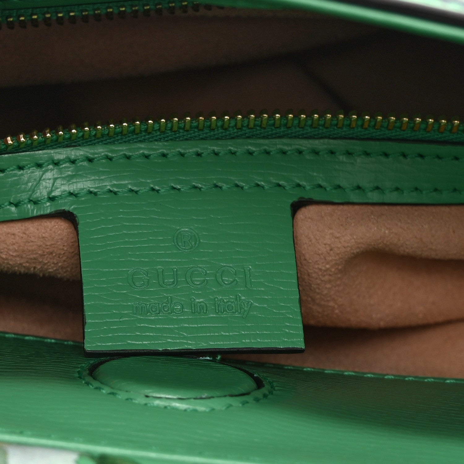 Calfskin Bamboo Web New Flora Small Nymphaea Top Handle Bag Green