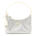 Satin Crystal Mini Re-Edition 2000 Bag White