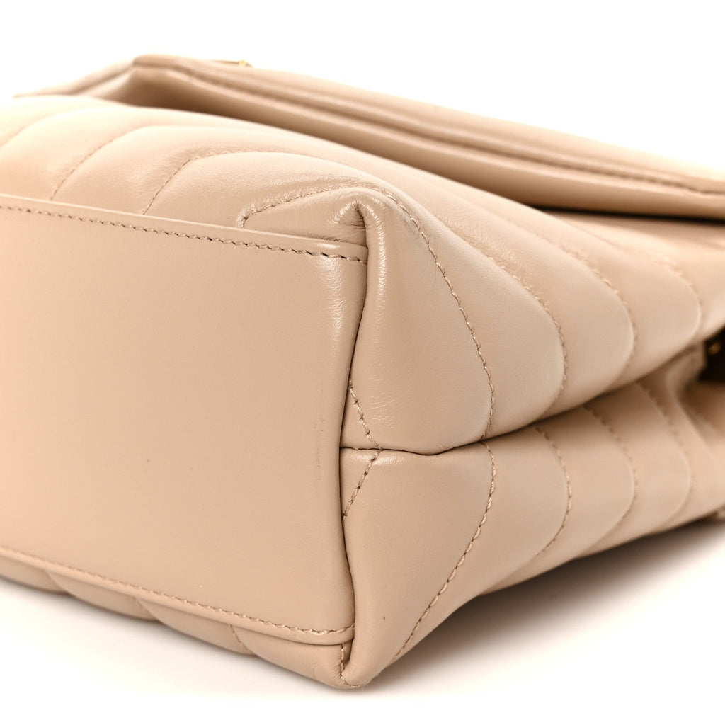 Calfskin Y Quilted Monogram Small Loulou Chain Satchel Dark Beige