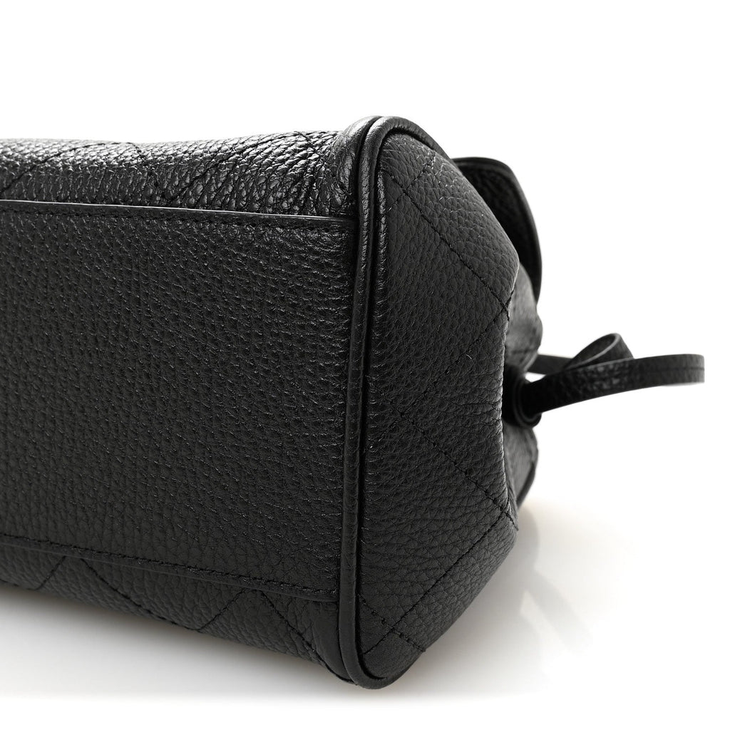 Grained Calfskin Stitched Urban Essentials Small Shopping Bag Black