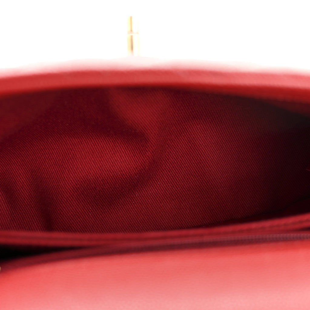 Caviar Lizard Embossed Quilted Mini Coco Handle Flap Red