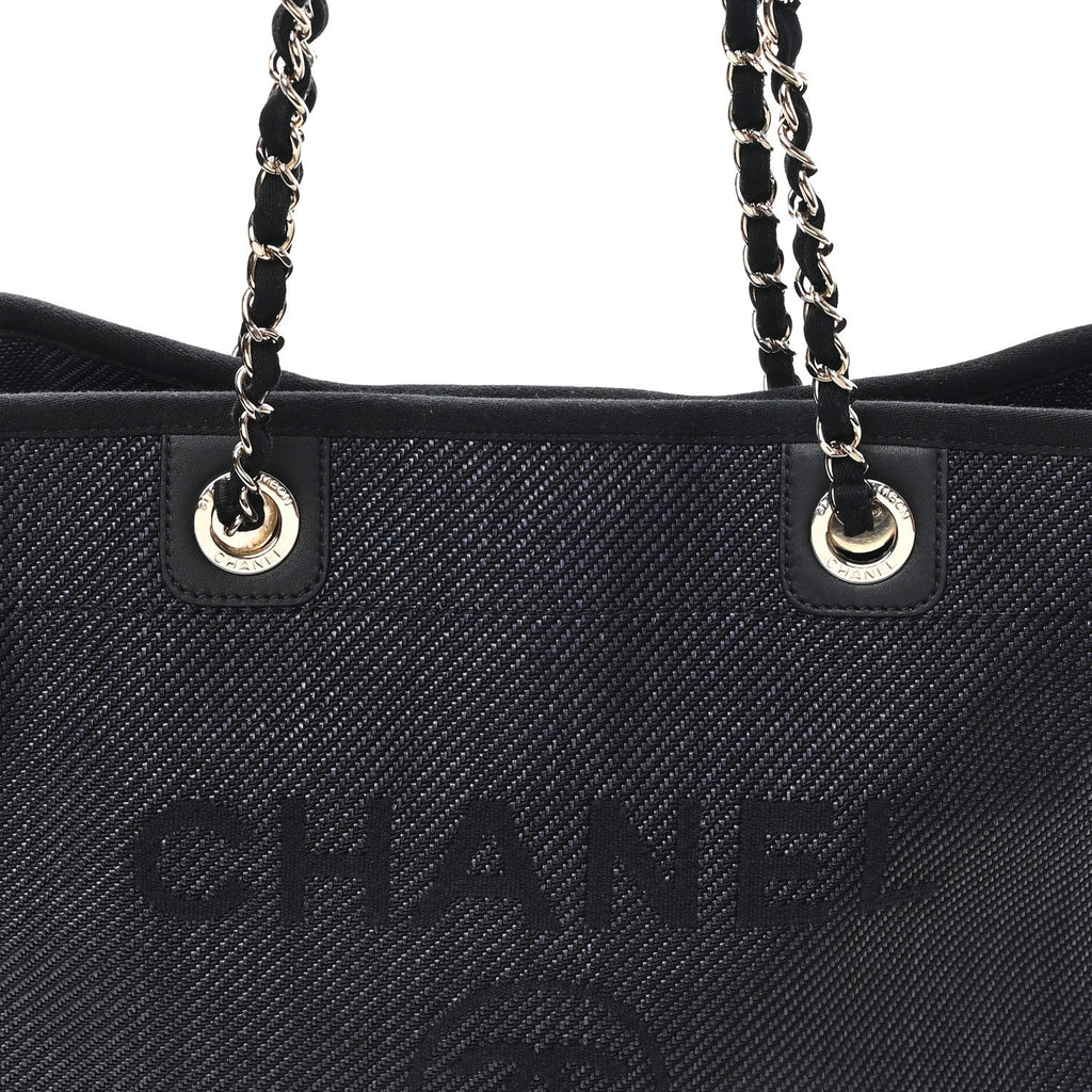 Mixed Fibers Calfskin Small Deauville Tote Black