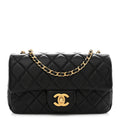Lambskin Quilted Mini Rectangular Pearl Crush Flap Black