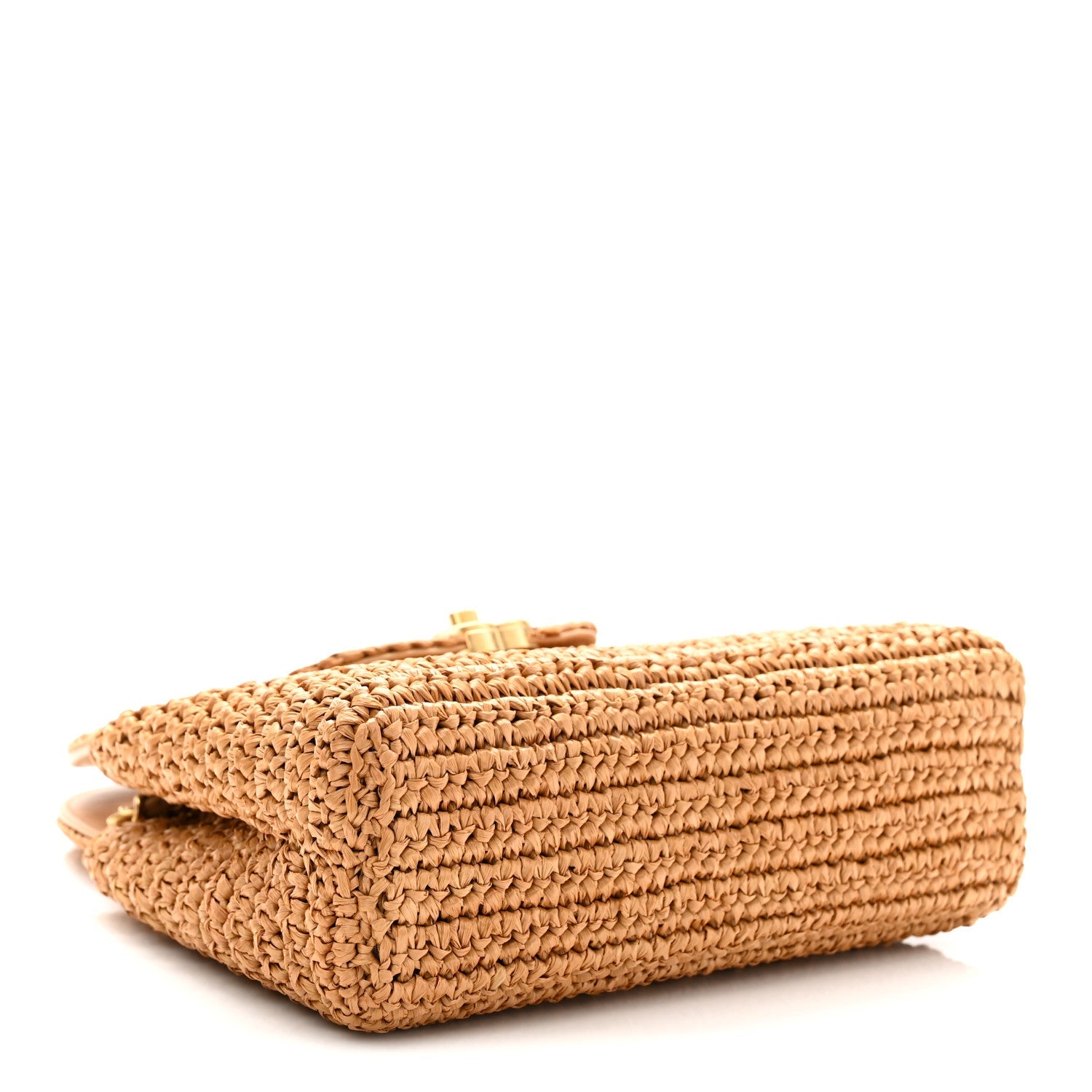 Braided Raffia Nano Kelly Flap Bag Dark Beige