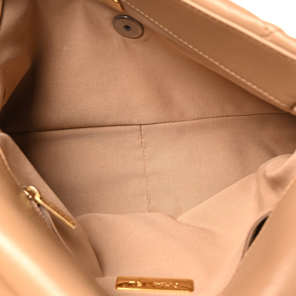 Lambskin Quilted Large Chanel 19 Flap Beige