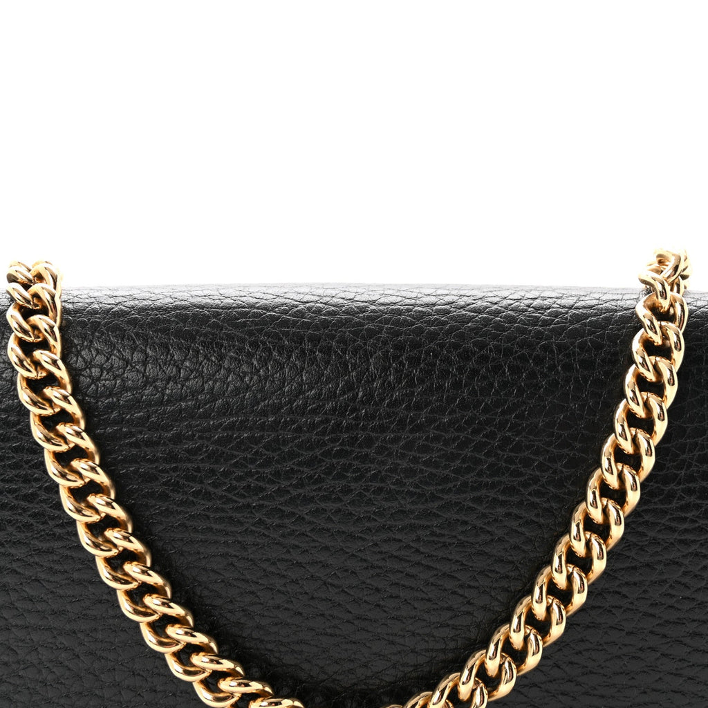 Calfskin Mini GG Marmont Chain Wallet Black
