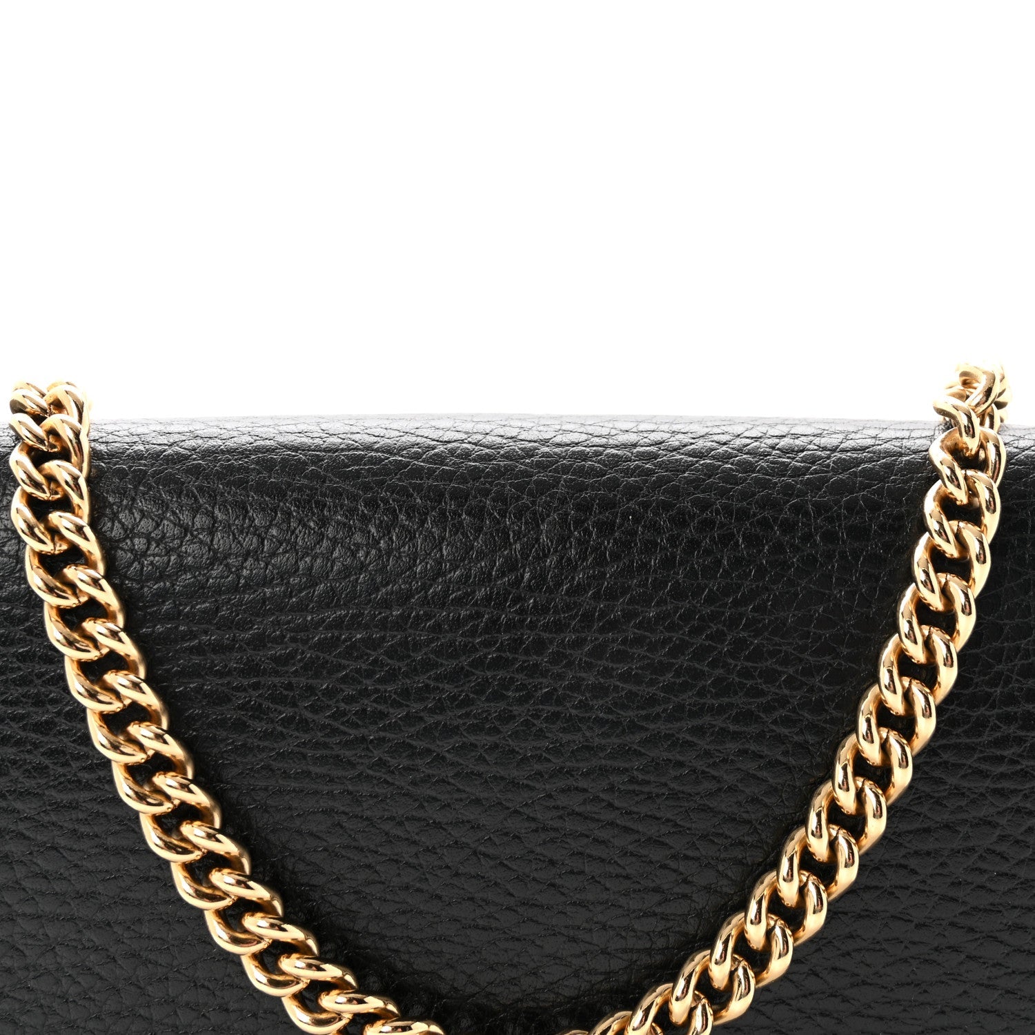 Calfskin Mini GG Marmont Chain Wallet Black
