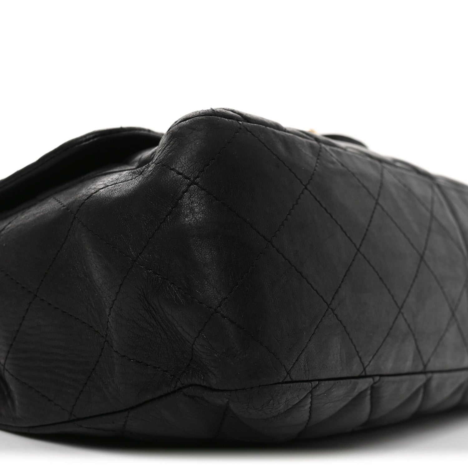Lambskin Quilted Jumbo Single Flap Black